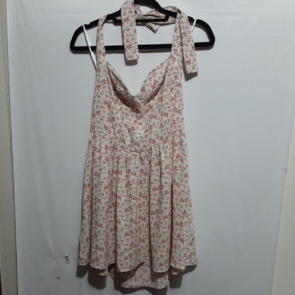 Princess Polly Floral Print Junior's 8 Tie Neckline Mini Dress